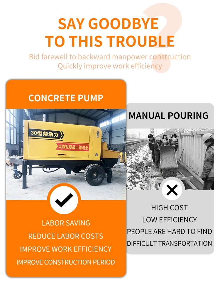 Portable Mobile Diesel Electric Trailer Mounted Mini Concrete Conveying Pumping Machine Cement Mixer Pump