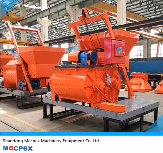 Skip Hopper Type Horizontal Concrete Twin Shaft Mixer From China