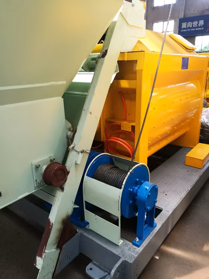 Горизонтальный двухвальный бетоносмеситель с отстойником бункерного типа из Китая