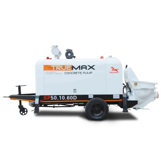 Горячая продажа машины Truemax Concrete Machinery Sp80.18.186D Стационарный гидравлический Putzmeister Дизельный цементный прицеп-бетононасос